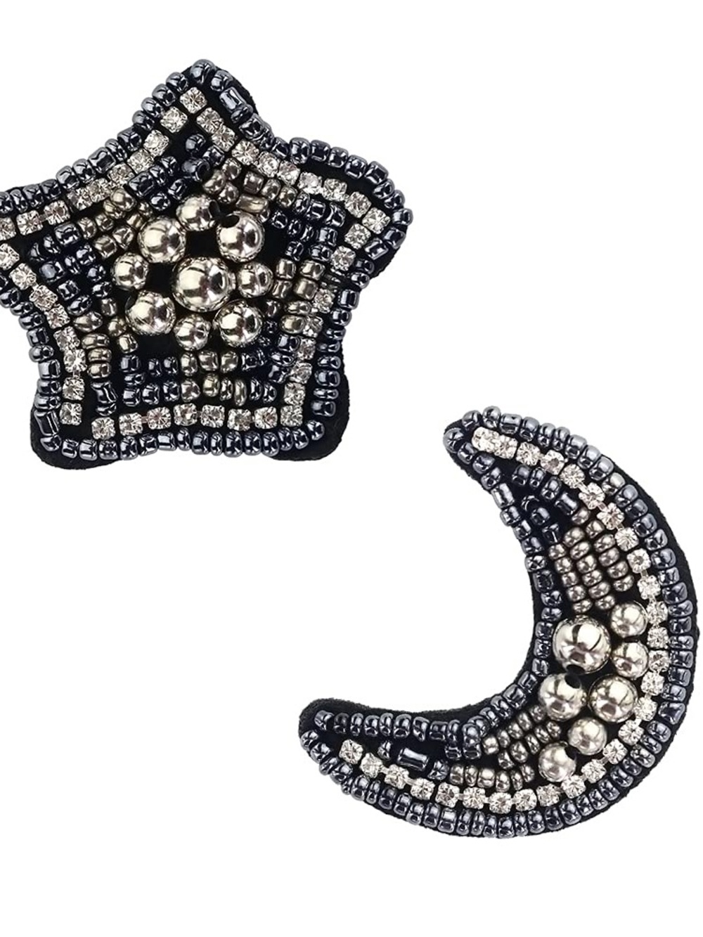 New🌟Free People-Black Beaded Moon & Star Hair Clip Set